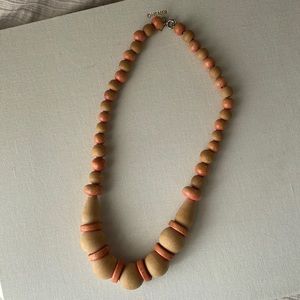 Vintage Wooden Bead Necklace 60s 70s